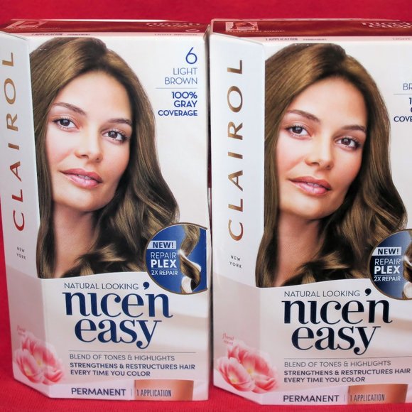 2 Pk - Clairol Nice 'N Easy #6 LIGHT BROWN Hair Dye--Factory Sealed - Picture 1 of 2